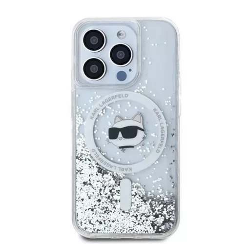 Karl Lagerfeld Liquid Glitter Choupette Head MagSafe tok iPhone 13 Pro - átlátszó