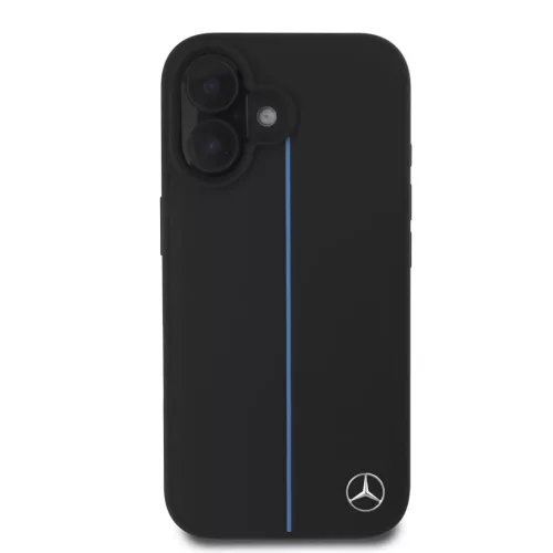 Mercedes bőr kék csíkos MagSafe tok iPhone 16 fekete tok
