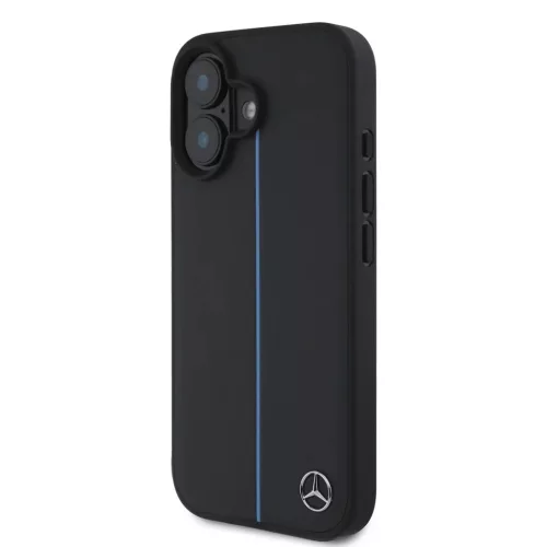 Mercedes bőr kék csíkos MagSafe tok iPhone 16 fekete tok