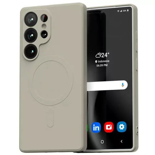 Samsung Galaxy S25 Ultra Stone Mercury MagSafe Fél-szilikon fliptok