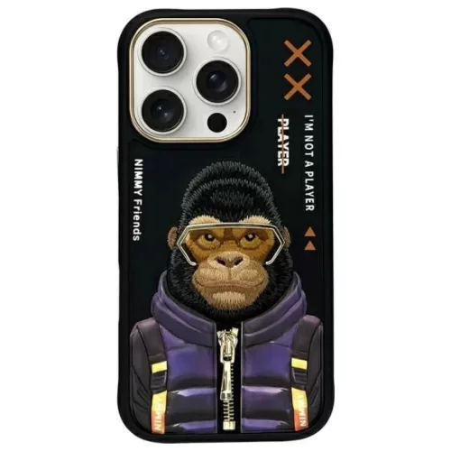 Nimmy Cool&Cute 2.0 Monkey tok iPhone 16 Pro - Fekete
