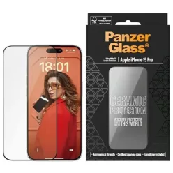   PanzerGlass Ceramic Protection kerámia üveg iPhone 15 Pro-hoz pozícionálóval üvegfólia
