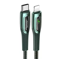   USAMS Fonott USB-C - Lightning Okos Áramtalanító 20W PD Kábel 1.2m sötétzöld SJ