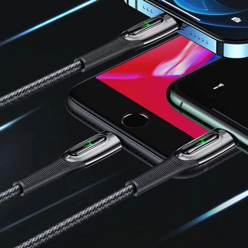 USAMS Fonott USB-C - Lightning Okos Áramtalanító 20W PD Kábel 1.2m sötétzöld SJ