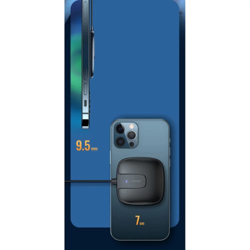 USAMS CD159 W1 Extra vékony MagSafe vezeték nélküli Qi mágneses töltő 15W fekete