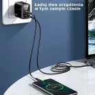 USAMS T40 hálózati töltő adapter 1xUSB-C + 1xUSB 20 W LED kijelzővel PD3.0 + QC3.0 Gyorstöltés fekete (US-CC133)