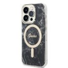 Guess GUBPP14LHMEACSK telefontok és töltő iPhone 14 Pro 6.1" fekete/fekete kemény tok Márvány MagSafe