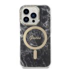 Guess GUBPP14LHMEACSK telefontok és töltő iPhone 14 Pro 6.1" fekete/fekete kemény tok Márvány MagSafe