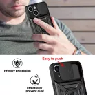 iPhone 14 Pro Max Armor tok csúsztatható kamera lencse védővel fekete