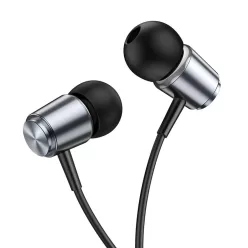   HOCO vezetékes fülhallgató Jack 3,5 mm mikrofonnal M108 fém szürke