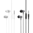HOCO vezetékes fülhallgató Jack 3,5 mm mikrofonnal M108 fém szürke