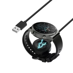   Techsuit - USB-s Vezeték nélküli töltőkábel Huawei Watch 4/4 Pro/Honor 4 Pro órákhoz, asztali tartóval, 10W - Fekete.