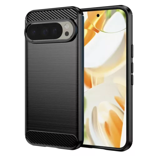 Techsuit - Szén-szilikon - Google Pixel 9 Pro / 9 - Fekete tok