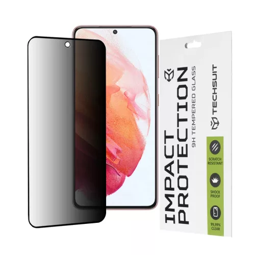 Techsuit - 111D Privacy Teljes Ragasztású - Samsung Galaxy S21 5G - Fekete