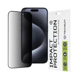   Techsuit - 111D Teljes Ragasztású Adatvédelmi Fólia - iPhone 15 Pro - Fekete üvegfólia
