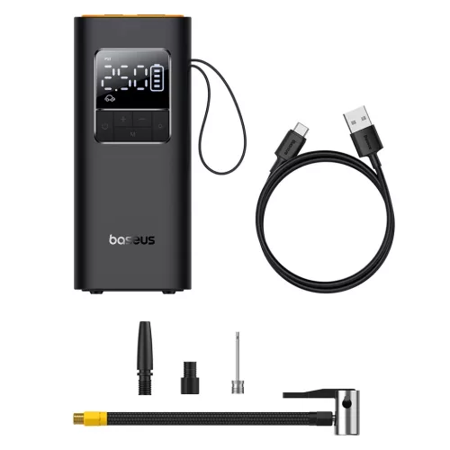 Inflator Pump Super Mini Pro Baseus - kijelzővel, 4000mAh, 50W, Type-C kábel - Fekete