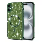 Techsuit - Luxus Csillámos MagSafe - iPhone 16 - Mélyzöld tok