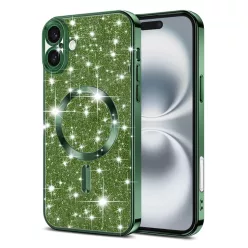   Techsuit - Luxus Csillámos MagSafe - iPhone 16 - Mélyzöld tok