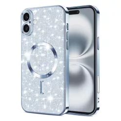   Techsuit - Luxus Csillámos MagSafe - iPhone 16 - Világoskék tok