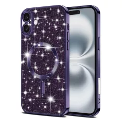   Techsuit - Luxus Csillogó MagSafe - iPhone 16 - Mélylila tok