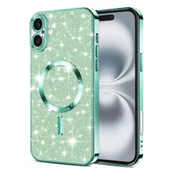   Techsuit - Luxus Csillogó MagSafe - iPhone 16 - Világoszöld tok