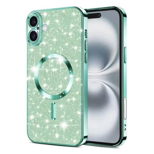 Techsuit - Luxus Csillogó MagSafe - iPhone 16 - Világoszöld tok
