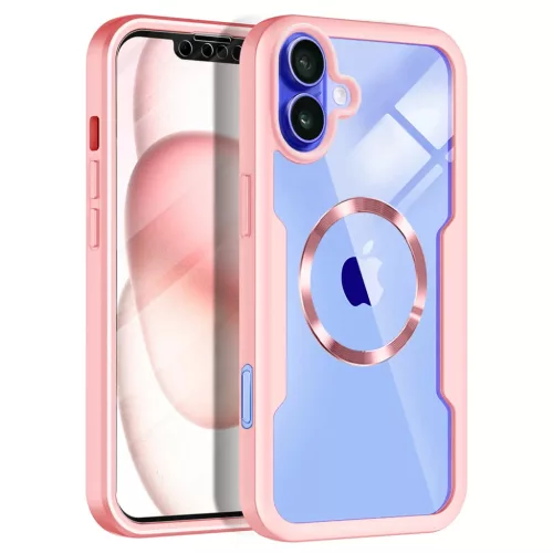 Techsuit - ColorVerse 360 MagSafe Széria + Kijelzővédő - iPhone 16 - Rózsaszín tok