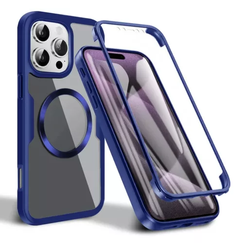 Techsuit - ColorVerse 360 MagSafe sorozat + képernyővédő - iPhone 16 Pro - Kék tok