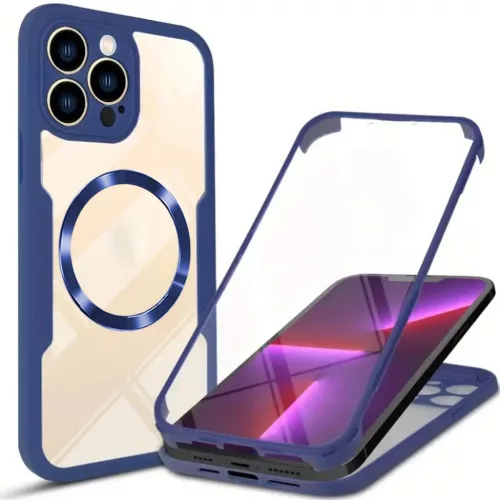 Techsuit - ColorVerse 360 MagSafe sorozat + kijelzővédő - iPhone 13 Pro Max - Kék tok