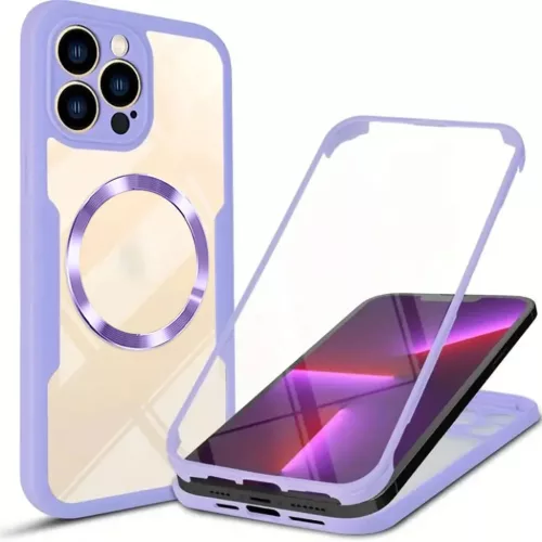 Techsuit - ColorVerse 360 MagSafe sorozat + Kijelzővédő - iPhone 13 Pro Max - Lila tok