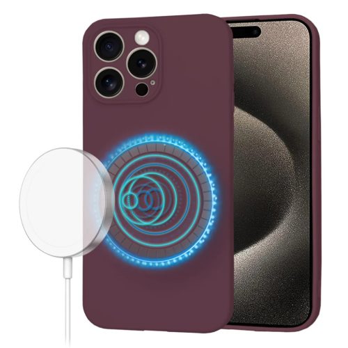 Techsuit - SoftFlex MagSafe - iPhone 15 Pro Max - Szilvavörös tok