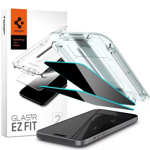 TEMPERED GLASS Spigen GLAS.TR "EZ FIT" 2-PACK IPHONE 15 PRIVACY üvegfólia
