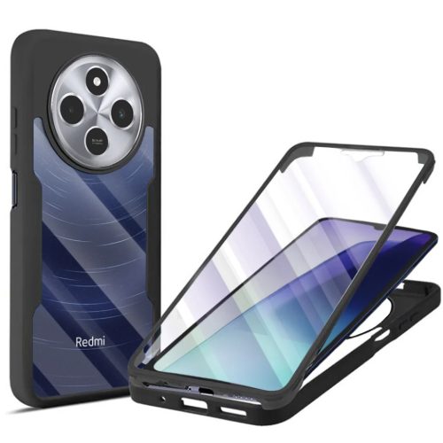 Techsuit - ColorVerse 360 Sorozat + Képernyővédő - Xiaomi Redmi 14C / Poco C75 - Fekete tok