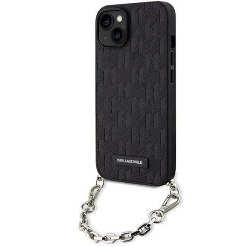 Karl Lagerfeld KLHCP14SSACKLHPK iPhone 14 6.1" fekete/fekete kemény tok Saffiano Monogram Chain