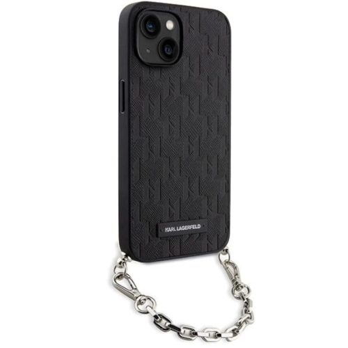 Karl Lagerfeld KLHCP14SSACKLHPK iPhone 14 6.1" fekete/fekete kemény tok Saffiano Monogram Chain