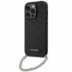   Karl Lagerfeld KLHCP14LSACKLHPK iPhone 14 Pro 6.1" fekete/fekete kemény tok Saffiano Monogram Chain
