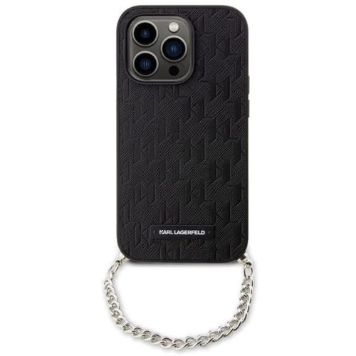 Karl Lagerfeld KLHCP14LSACKLHPK iPhone 14 Pro 6.1" fekete/fekete kemény tok Saffiano Monogram Chain