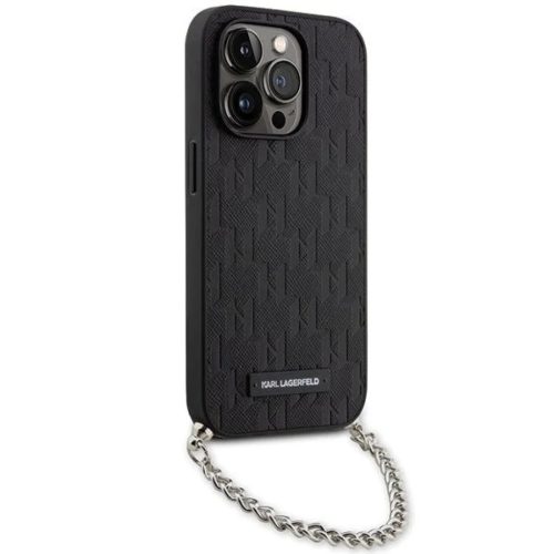 Karl Lagerfeld KLHCP14LSACKLHPK iPhone 14 Pro 6.1" fekete/fekete kemény tok Saffiano Monogram Chain