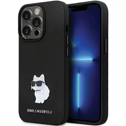 Karl Lagerfeld KLHCP14XSMHCNPK tok iPhone 14 Pro Max 6.7" - fekete szilikon C fém tűvel