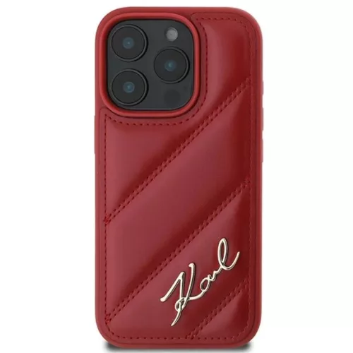 iPhone 16 Pro Piros Karl Lagerfeld Quilted Signature tok