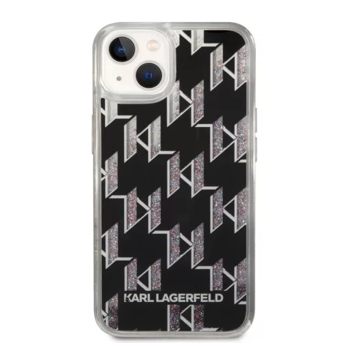 iPhone 14 Karl Lagerfeld Monogram Liquid Glitter tok fekete (KLHCP14SLMNMK)