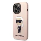 Karl Lagerfeld Szilikon Ikonik MagSafe tok az iPhone 14 Pro számára - rózsaszín