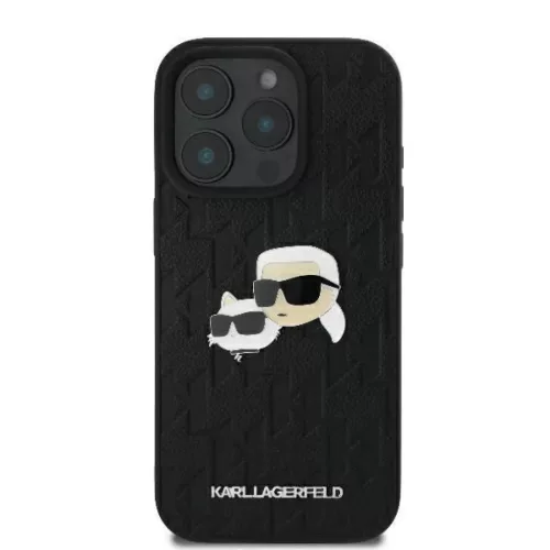 iPhone 16 Pro Fekete Karl Lagerfeld Monogram Karl & Choupette Head Pin tok