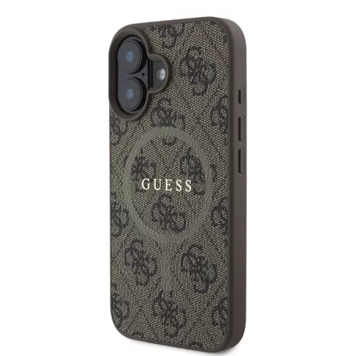 iPhone 16 Barnás Guess PU Bőr 4G Színes Gyűrű MagSafe tok