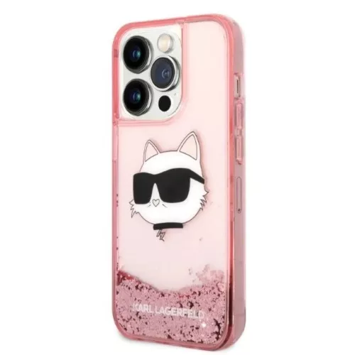 Karl Lagerfeld KLHCP14XLNCHCP iPhone 14 Pro Max 6.7" pink/pink kemény tok Glitter Choupette Head tok