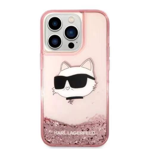 Karl Lagerfeld KLHCP14XLNCHCP iPhone 14 Pro Max 6.7" pink/pink kemény tok Glitter Choupette Head tok