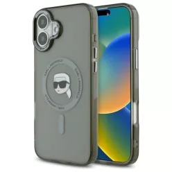   iPhone 16 Fekete Karl Lagerfeld IML Metal Karl Head MagSafe tok
