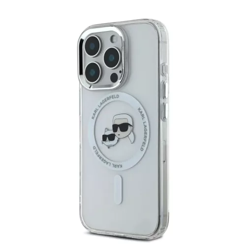 iPhone 16 Pro átlátszó Karl Lagerfeld IML K&CH Heads Metal Frame MagSafe tok