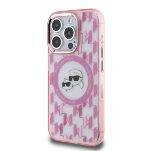 iPhone 15 Pro Max Rózsaszín Karl Lagerfeld IML Monogram Karl & Choupette Fej MagSafe tok