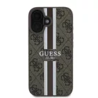 iPhone 16 Barna Eredeti Guess 4G Printed Stripes Ütésálló MagSafe tok GUHMP16SP4RPSW